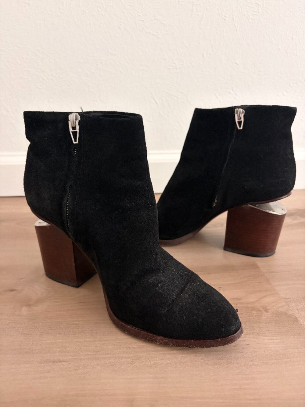 Alexander Wang Black Booties Silver Zipper Size 40